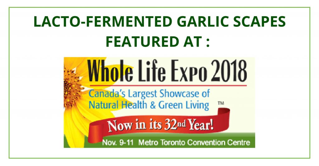 LACTO FERMENTED GARLIC SCAPES WHOLE LIFE EXPO TORONTO