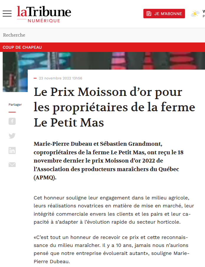 2002 Moisson d'or Le Petit Mas La Tribune
